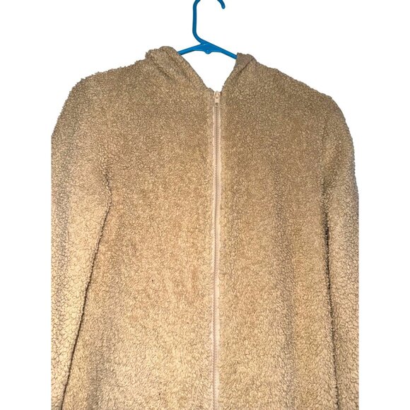 Shein Tan Fleece Hooded Onesie Pajamas With Ears Size S 36 Warm & Cozy Lounge We - Picture 2 of 5